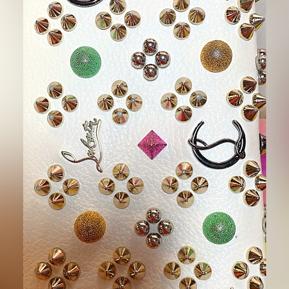 Christian Louboutin White and Gold Studded Wallet - Picture 15 of 16